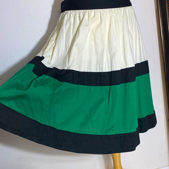 Phase Eight Color Block Cotton A-Line Midi Skirt, 34" Waist, Size 16 - Picture 7 of 13